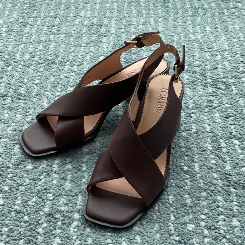 J. Crew Brown Sandals with Crisscross Straps